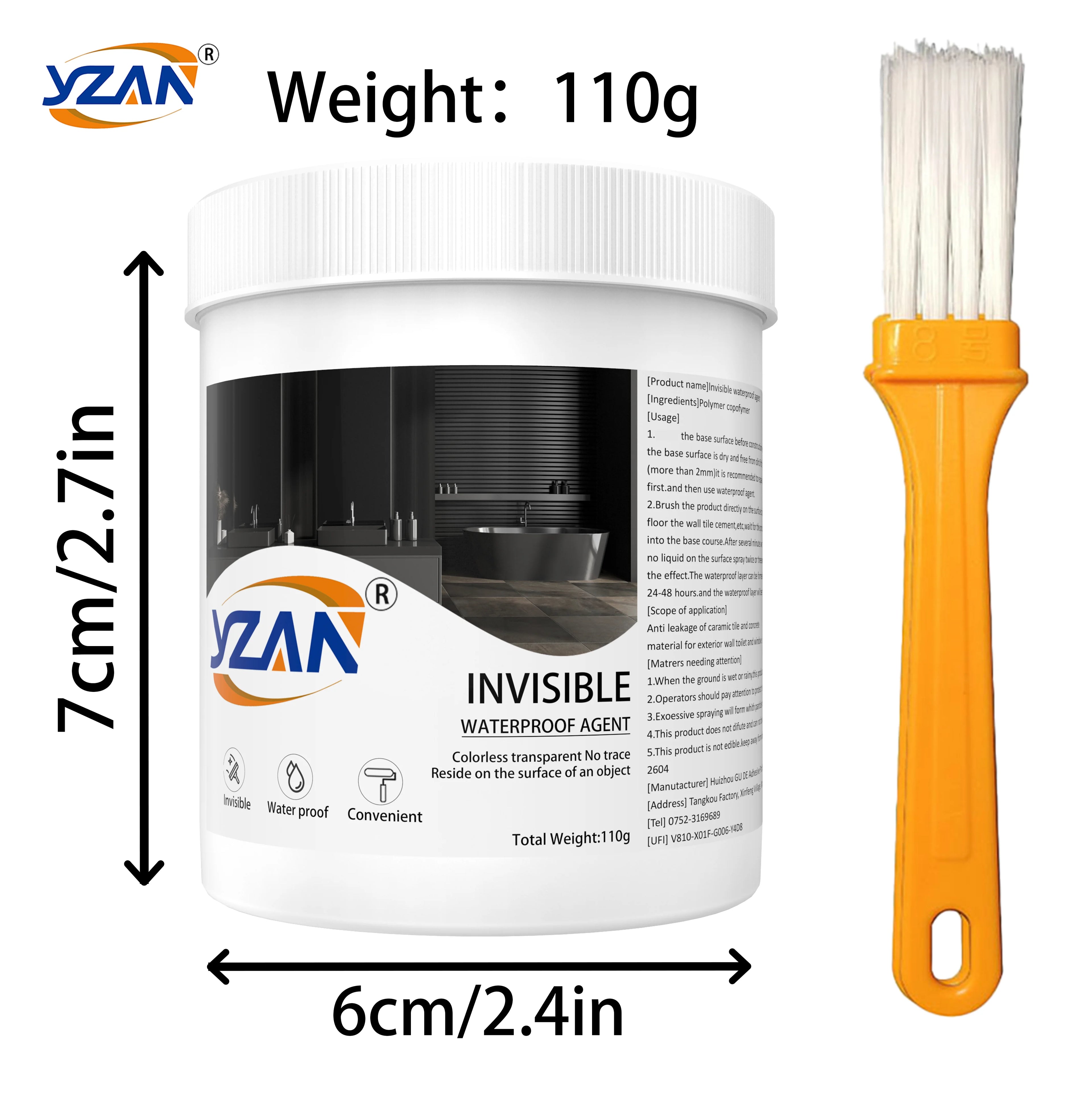 450g Polyurethane Waterproof Coating Invisible Paste Sealant Glue with Brush Adhesive Repair Nano Glue for Home Roof Bathroom Freeze-resistant Wall Crack Repair Glue Easy to brush on.
