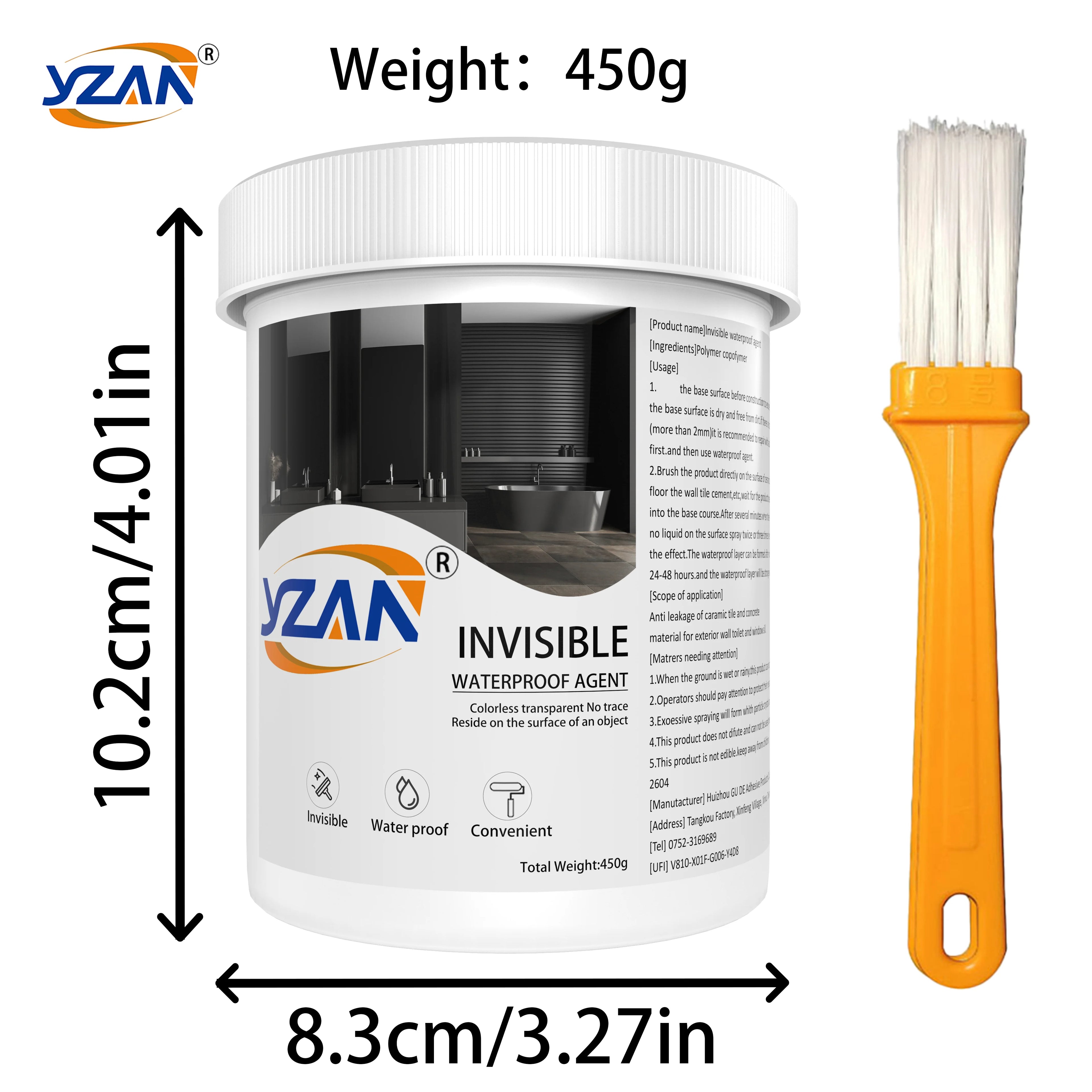 450g Polyurethane Waterproof Coating Invisible Paste Sealant Glue with Brush Adhesive Repair Nano Glue for Home Roof Bathroom Freeze-resistant Wall Crack Repair Glue Easy to brush on.