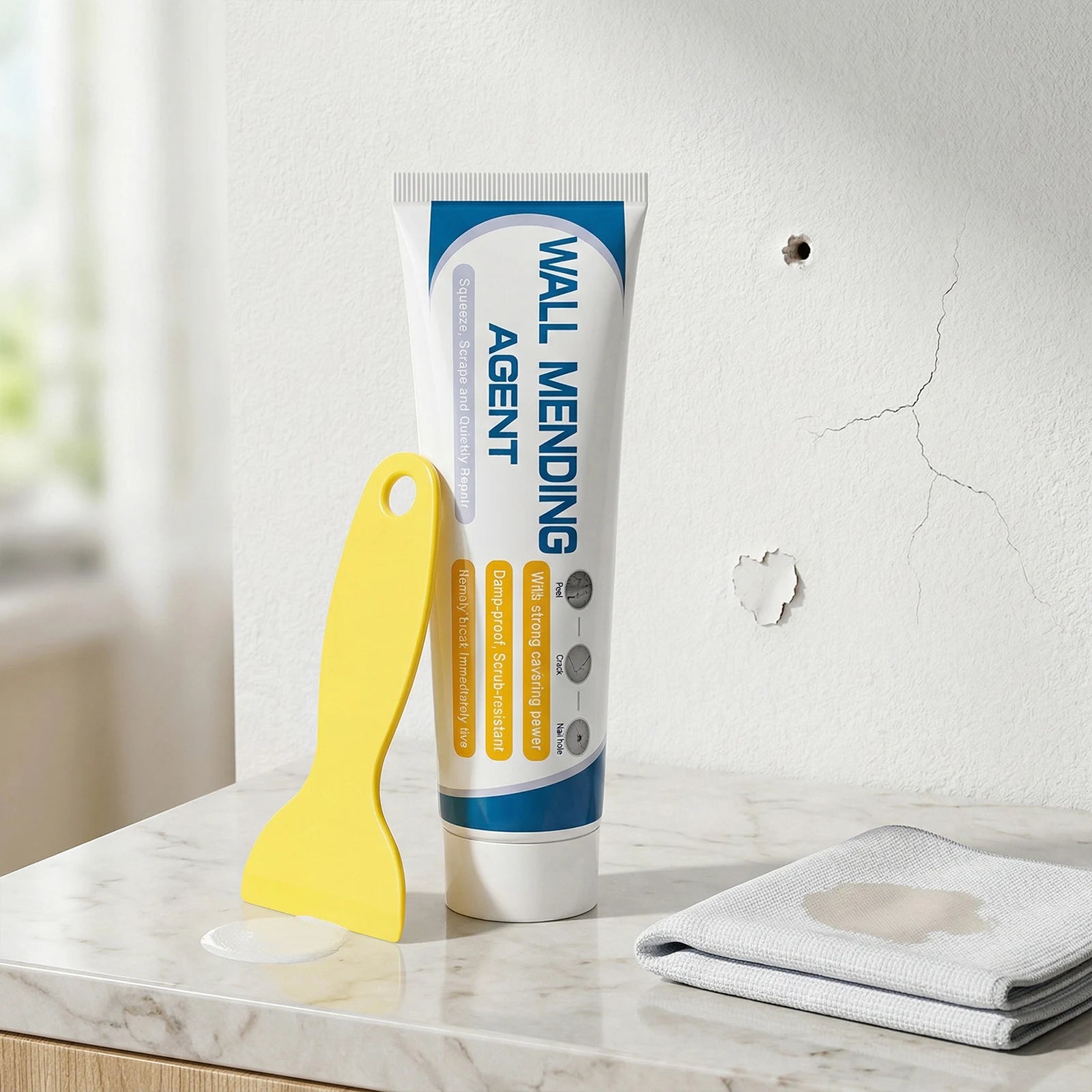 Wall Repair Paste with Scraper Strong Adhesion Paint Wall Surface Hole Fill Quick and Easy Solution Nail Hole Filler for Walls